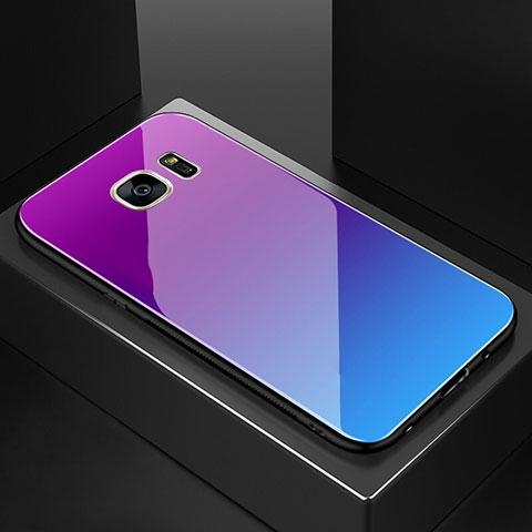 Coque Rebord Contour Silicone et Vitre Miroir Housse Etui Degrade Arc en Ciel pour Samsung Galaxy S7 Edge G935F Colorful