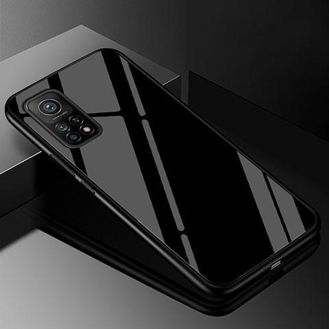 Coque Rebord Contour Silicone et Vitre Miroir Housse Etui Degrade Arc en Ciel pour Xiaomi Mi 10T 5G Noir