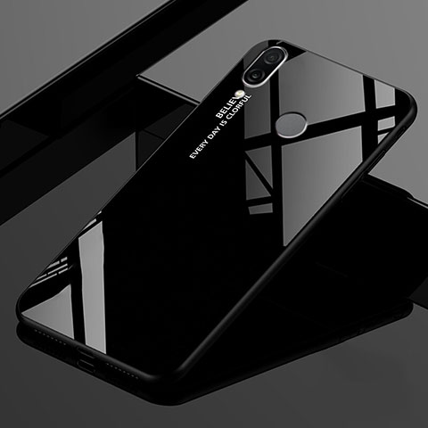 Coque Rebord Contour Silicone et Vitre Miroir Housse Etui Degrade Arc en Ciel pour Xiaomi Redmi 7 Noir