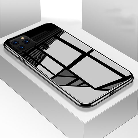 Coque Rebord Contour Silicone et Vitre Miroir Housse Etui M01 pour Apple iPhone 11 Pro Max Noir