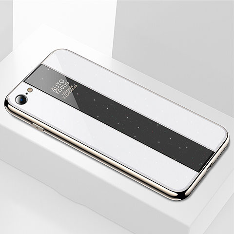 Coque Rebord Contour Silicone et Vitre Miroir Housse Etui M01 pour Apple iPhone 6S Blanc