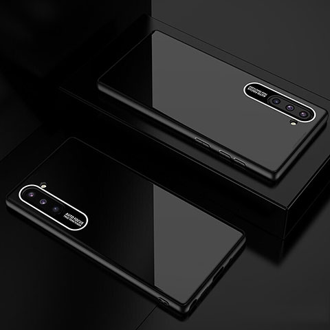Coque Rebord Contour Silicone et Vitre Miroir Housse Etui M01 pour Samsung Galaxy Note 10 Noir