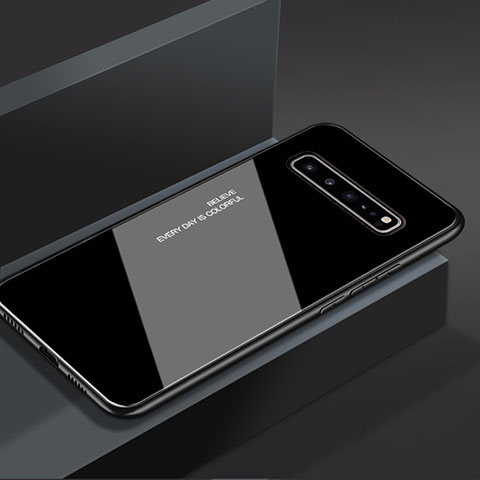Coque Rebord Contour Silicone et Vitre Miroir Housse Etui M01 pour Samsung Galaxy S10 5G SM-G977B Noir