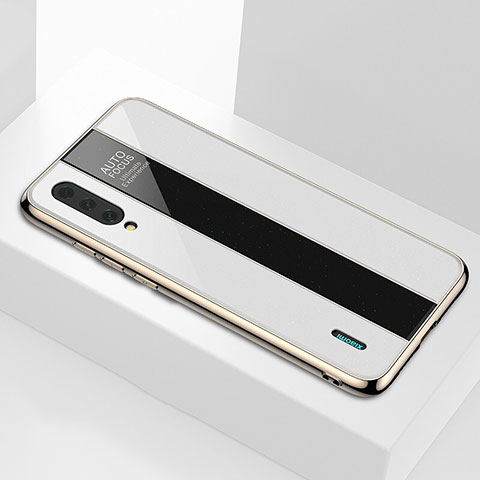 Coque Rebord Contour Silicone et Vitre Miroir Housse Etui M01 pour Xiaomi CC9e Blanc