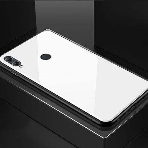 Coque Rebord Contour Silicone et Vitre Miroir Housse Etui M02 pour Huawei Honor View 10 Lite Blanc