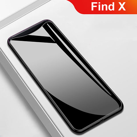 Coque Rebord Contour Silicone et Vitre Miroir Housse Etui M02 pour Oppo Find X Noir