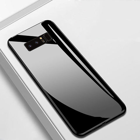 Coque Rebord Contour Silicone et Vitre Miroir Housse Etui M02 pour Samsung Galaxy Note 8 Noir