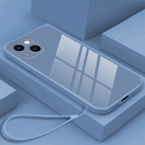 Coque Rebord Contour Silicone et Vitre Miroir Housse Etui M03 pour Apple iPhone 13 Gris Lavende