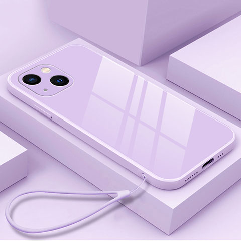 Coque Rebord Contour Silicone et Vitre Miroir Housse Etui M03 pour Apple iPhone 13 Mini Violet