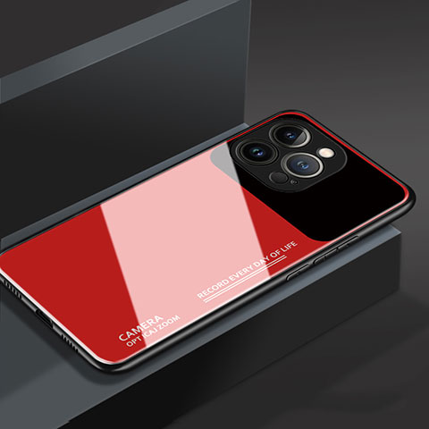 Coque Rebord Contour Silicone et Vitre Miroir Housse Etui M03 pour Apple iPhone 13 Pro Max Rouge