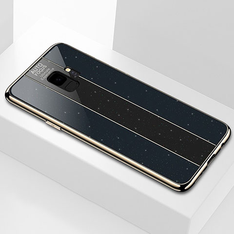 Coque Rebord Contour Silicone et Vitre Miroir Housse Etui M03 pour Samsung Galaxy S9 Noir