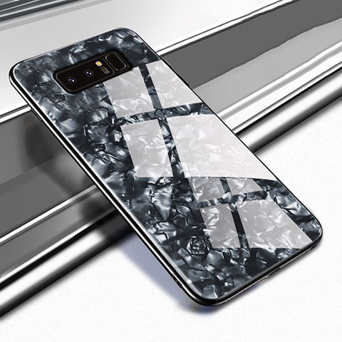 Coque Rebord Contour Silicone et Vitre Miroir Housse Etui M04 pour Samsung Galaxy Note 8 Noir