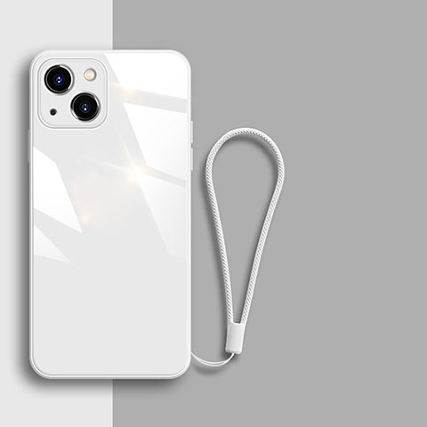 Coque Rebord Contour Silicone et Vitre Miroir Housse Etui M08 pour Apple iPhone 13 Blanc