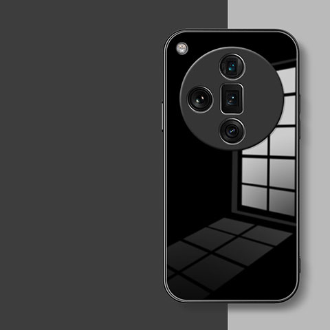 Coque Rebord Contour Silicone et Vitre Miroir Housse Etui P01 pour Oppo Find X7 Ultra 5G Noir