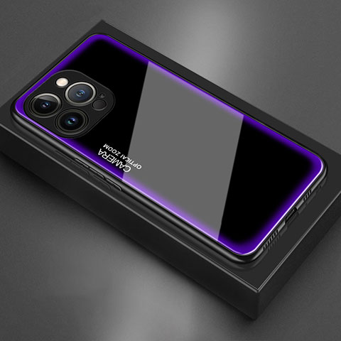 Coque Rebord Contour Silicone et Vitre Miroir Housse Etui pour Apple iPhone 13 Pro Max Violet