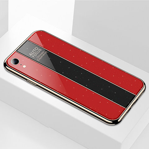 Coque Rebord Contour Silicone et Vitre Miroir Housse Etui pour Apple iPhone XR Rouge