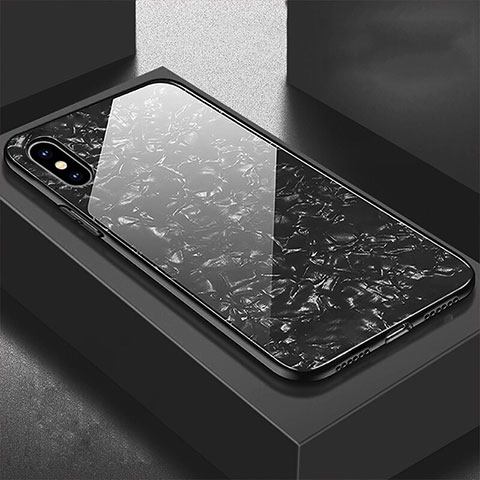 Coque Rebord Contour Silicone et Vitre Miroir Housse Etui pour Apple iPhone Xs Max Noir