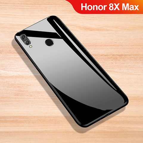 Coque Rebord Contour Silicone et Vitre Miroir Housse Etui pour Huawei Honor 8X Max Noir