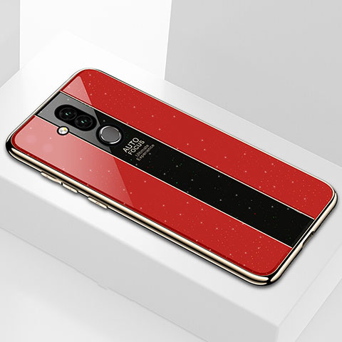 Coque Rebord Contour Silicone et Vitre Miroir Housse Etui pour Huawei Mate 20 Lite Rouge