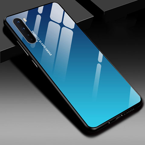 Coque Rebord Contour Silicone et Vitre Miroir Housse Etui pour OnePlus Nord Bleu