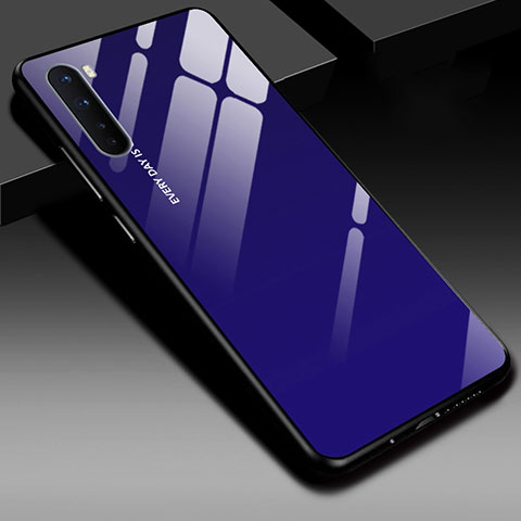 Coque Rebord Contour Silicone et Vitre Miroir Housse Etui pour OnePlus Nord Bleu Royal