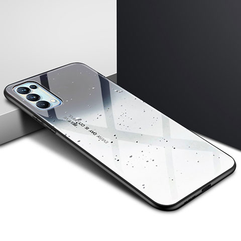 Coque Rebord Contour Silicone et Vitre Miroir Housse Etui pour Oppo Find X3 Lite 5G Gris