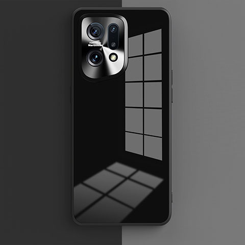 Coque Rebord Contour Silicone et Vitre Miroir Housse Etui pour Oppo Find X5 Pro 5G Noir