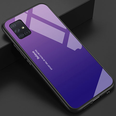 Coque Rebord Contour Silicone et Vitre Miroir Housse Etui pour Samsung Galaxy M40S Violet