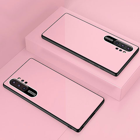 Coque Rebord Contour Silicone et Vitre Miroir Housse Etui pour Samsung Galaxy Note 10 Plus 5G Or Rose