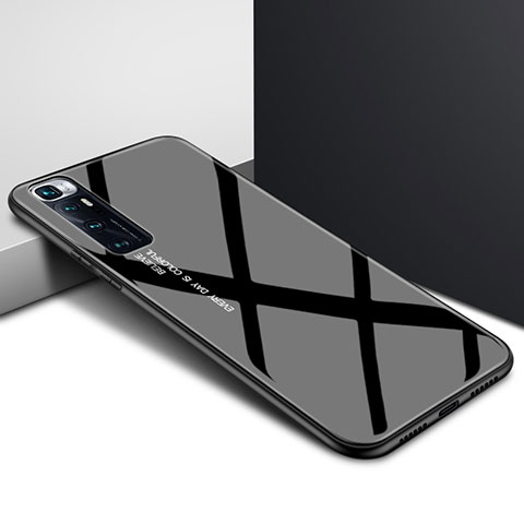 Coque Rebord Contour Silicone et Vitre Miroir Housse Etui pour Xiaomi Mi 10 Ultra Noir