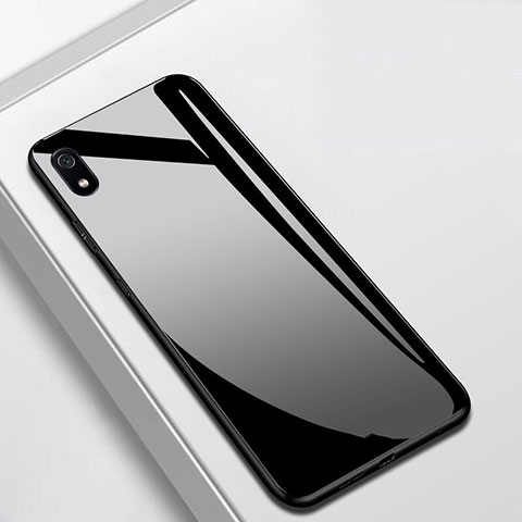 Coque Rebord Contour Silicone et Vitre Miroir Housse Etui pour Xiaomi Redmi 7A Noir