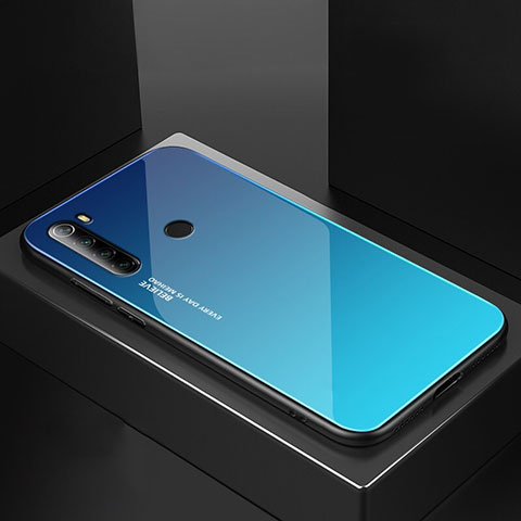 Coque Rebord Contour Silicone et Vitre Miroir Housse Etui pour Xiaomi Redmi Note 8T Bleu Ciel