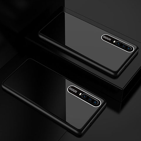 Coque Rebord Contour Silicone et Vitre Miroir Housse Etui T01 pour Huawei P30 Noir
