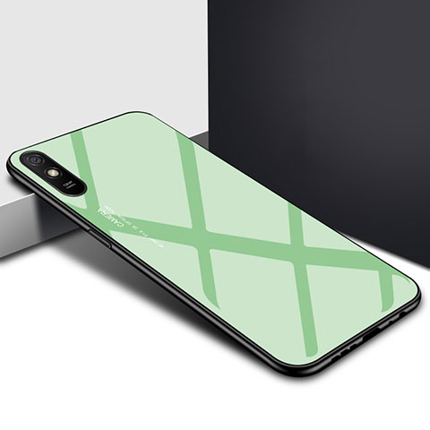 Coque Rebord Contour Silicone et Vitre Miroir Housse Etui T01 pour Xiaomi Redmi 9A Pastel Vert