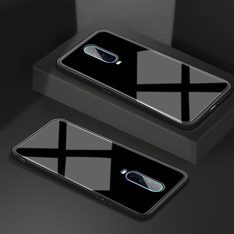 Coque Rebord Contour Silicone et Vitre Miroir Housse Etui T02 pour Oppo RX17 Pro Noir