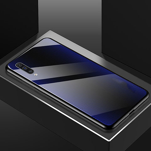 Coque Rebord Contour Silicone et Vitre Miroir Housse Etui T02 pour Samsung Galaxy A70 Bleu