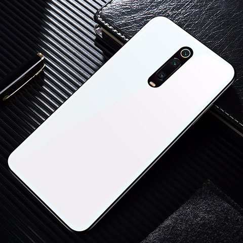 Coque Rebord Contour Silicone et Vitre Miroir Housse Etui T02 pour Xiaomi Redmi K20 Blanc