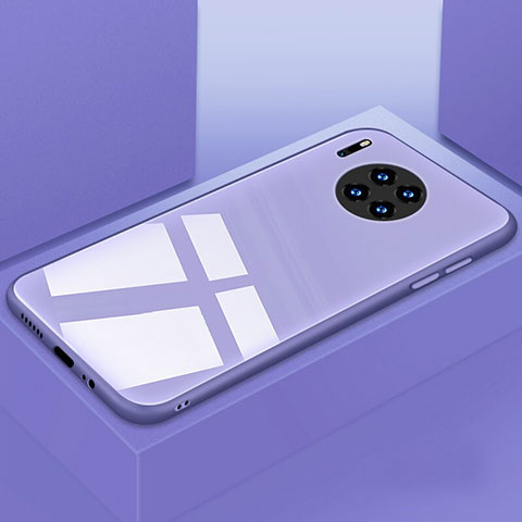 Coque Rebord Contour Silicone et Vitre Miroir Housse Etui T03 pour Huawei Mate 30 Pro 5G Violet