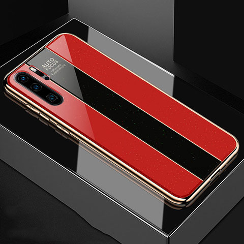 Coque Rebord Contour Silicone et Vitre Miroir Housse Etui T03 pour Huawei P30 Pro Rouge