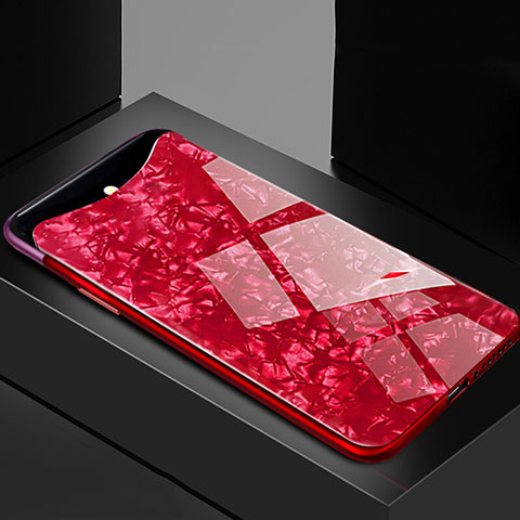 Coque Rebord Contour Silicone et Vitre Miroir Housse Etui T03 pour Oppo Find X Super Flash Edition Rouge
