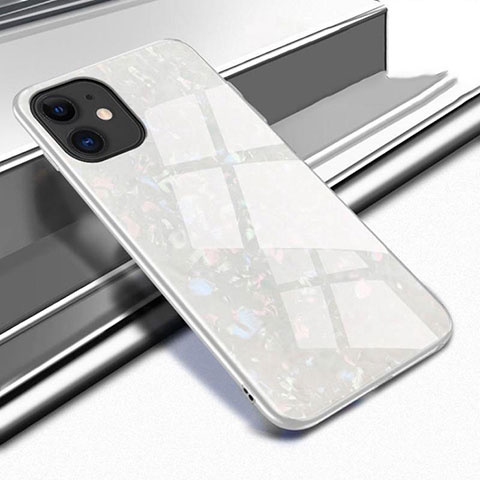 Coque Rebord Contour Silicone et Vitre Miroir Housse Etui T04 pour Apple iPhone 11 Blanc