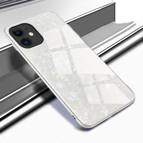 Coque Rebord Contour Silicone et Vitre Miroir Housse Etui T05 pour Apple iPhone 11 Blanc