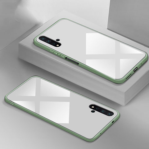Coque Rebord Contour Silicone et Vitre Miroir Housse Etui T05 pour Huawei Nova 5T Blanc