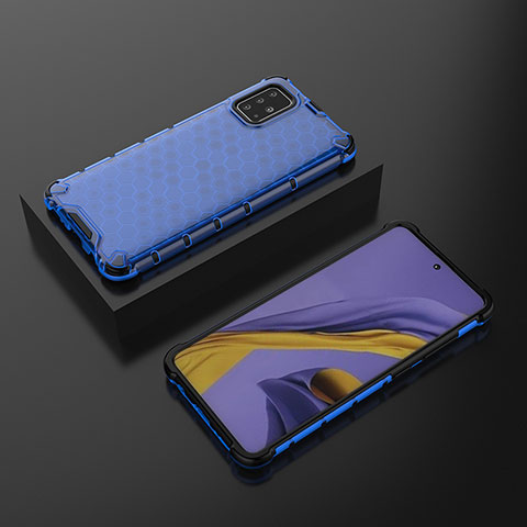 Coque Rebord Contour Silicone et Vitre Transparente Housse Etui 360 Degres AM2 pour Samsung Galaxy A51 5G Bleu