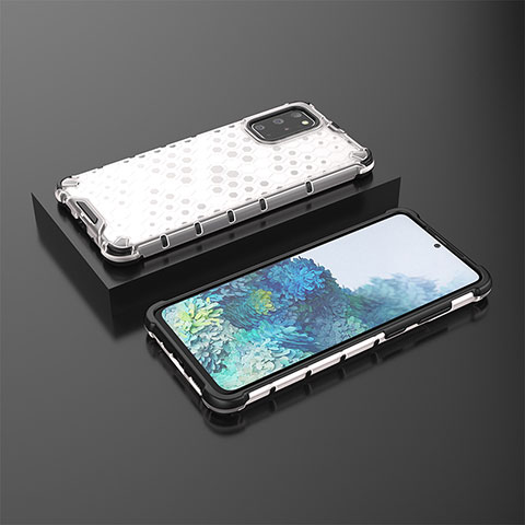 Coque Rebord Contour Silicone et Vitre Transparente Housse Etui 360 Degres AM2 pour Samsung Galaxy S20 Plus 5G Blanc