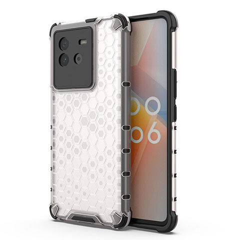 Coque Rebord Contour Silicone et Vitre Transparente Housse Etui 360 Degres AM3 pour Vivo iQOO Neo6 5G Blanc