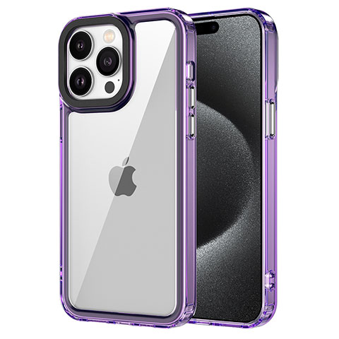Coque Rebord Contour Silicone et Vitre Transparente Housse Etui AC1 pour Apple iPhone 14 Pro Max Violet Clair