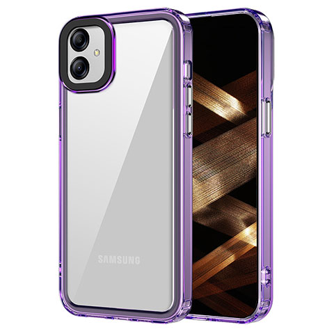 Coque Rebord Contour Silicone et Vitre Transparente Housse Etui AC1 pour Samsung Galaxy A04 4G Violet Clair
