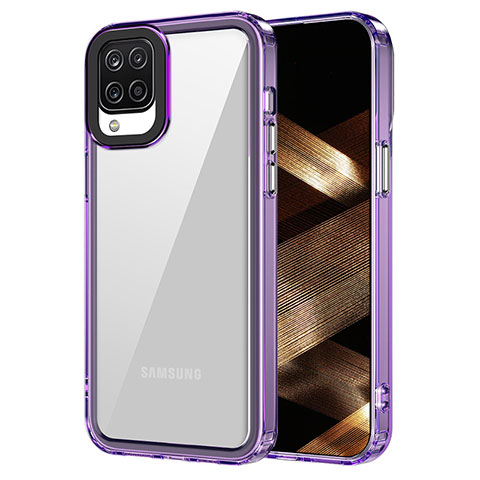 Coque Rebord Contour Silicone et Vitre Transparente Housse Etui AC1 pour Samsung Galaxy F12 Violet Clair
