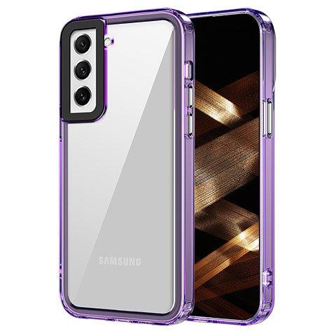 Coque Rebord Contour Silicone et Vitre Transparente Housse Etui AC1 pour Samsung Galaxy S21 FE 5G Violet Clair